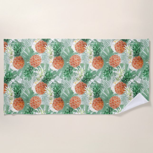 Pineapples, sweet couple beach towel (Front)