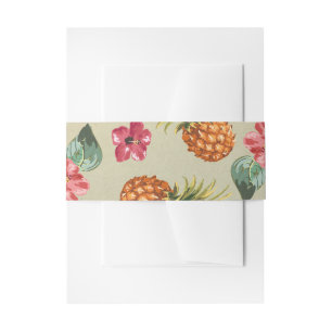 pineapples tropical beach wedding invitation belly band