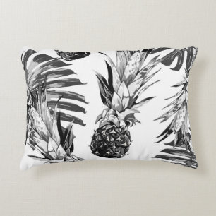 Pineapples, tropical jungle leaves. Beautiful seam Decorative Cushion