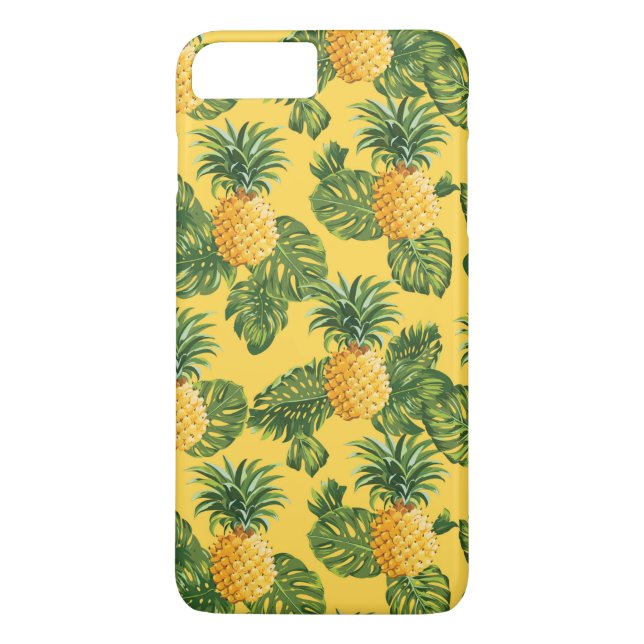 Pineapples & Tropical Leaves On Gold Case-Mate iPhone Case (Back)