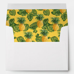 Pineapples & Tropical Leaves On Gold Envelope