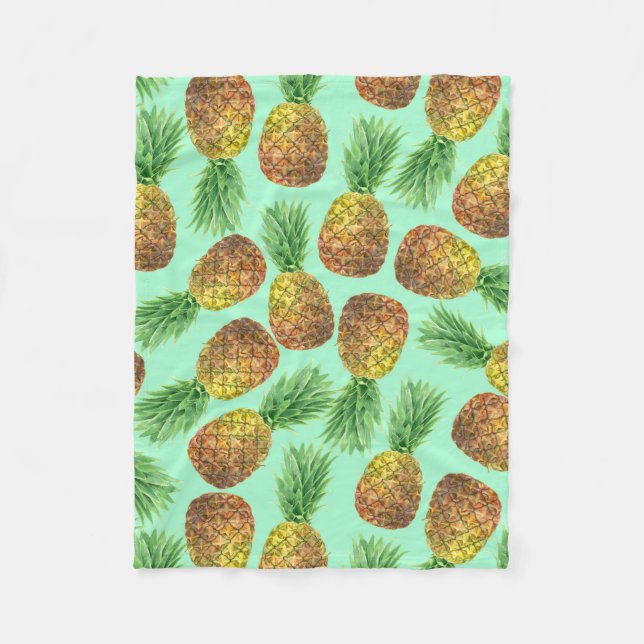 Pineapples watercolor 2 fleece blanket (Front)