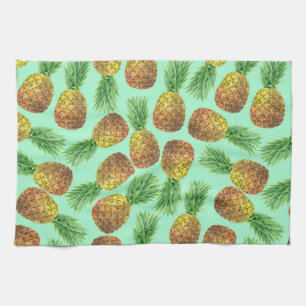 Pineapples watercolor 2 tea towel