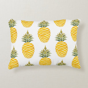 Pineapples. Watercolor hand painted illustration w Decorative Cushion