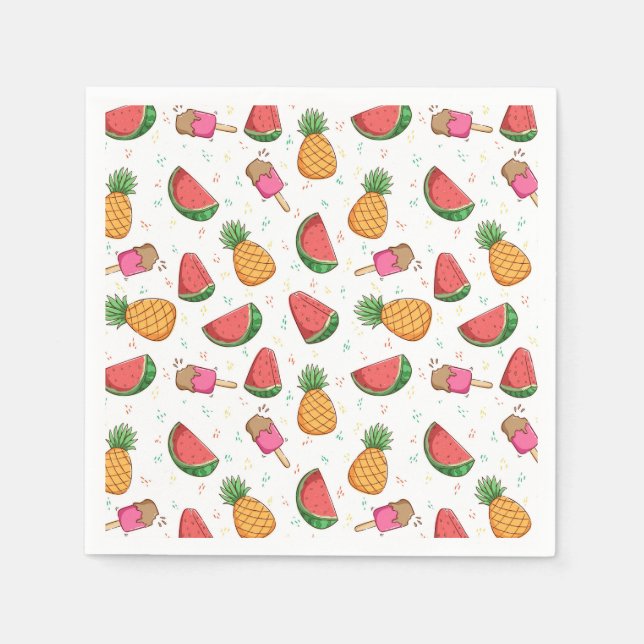 Pineapples, Watermelons and Ice Cream Napkin (Front)