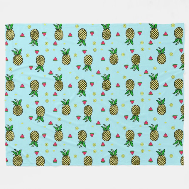 Pineapples, Watermelons and Lemons Fleece Blanket (Front (Horizontal))