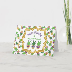 Pineapples with Sunglasses Birthday Card