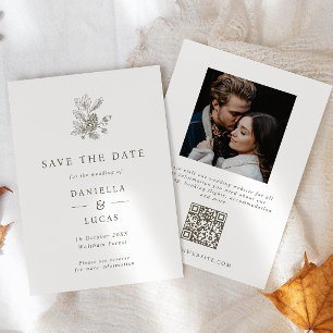 Pinecone & Acorns Fall Wedding Photo QR Code Save The Date
