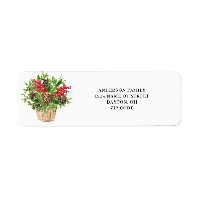 Pinecone Berry Christmas Return Address Label (Front)