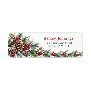 Pinecone Berry Christmas Return Address Labels