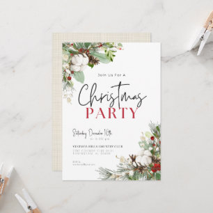 Pinecone Blooms Christmas Party Invitation 