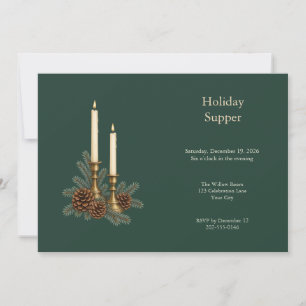 Pinecone Candlelight Holiday Supper Invitation