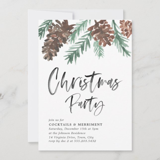 Pinecone Christmas | Holiday Party Invitation (Front)