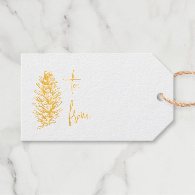 Pinecone Foil Gift Tag (Front (Horizontal))
