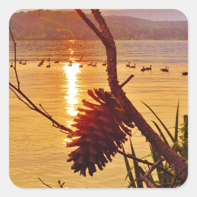 Pinecone Lake sunset Square Sticker (Front)
