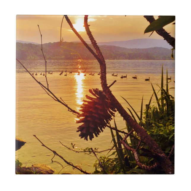 Pinecone Lake sunset Tile (Front)