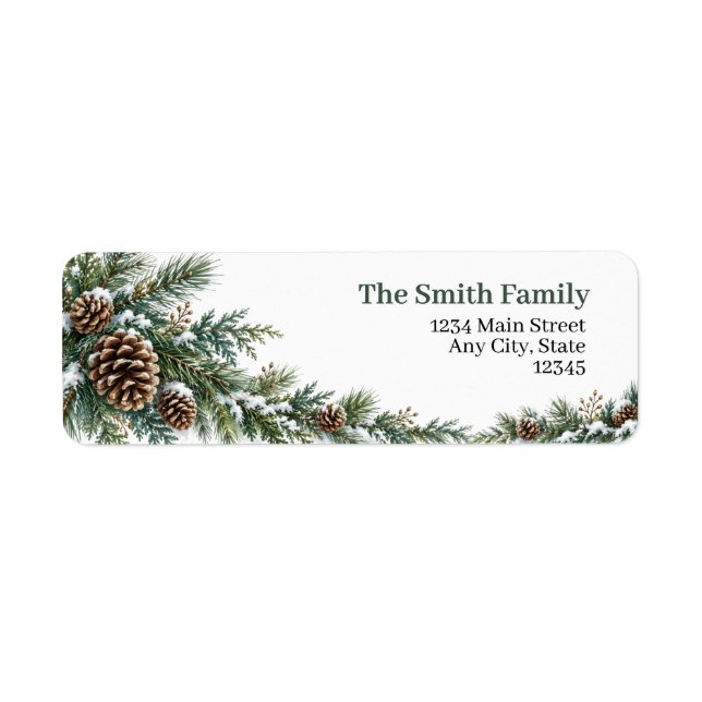 Pinecone Pine Branches Christmas Address Labels (Front)