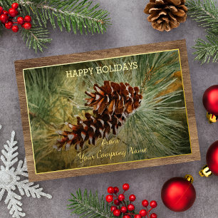 Pinecone Pine Needles Greenery Watercolor Gold