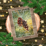 Pinecone Pine Tree Needles Greenery Watercolor Postcard<br><div class="desc">Unique, classy decorative Holiday card with stylish Pine tree needles watercolor art. This whimsical hipster design is made for the lover of the December Holiday season or beautiful painted artwork art illustrations. With room to customise or personalise with your family or individual names of your choice, and a customisable season...</div>