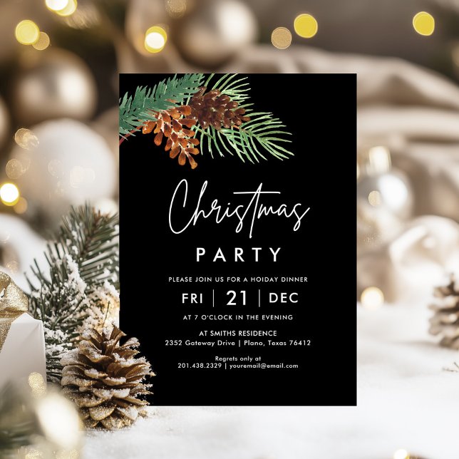 Pinecone Rustic Christmas Party Invitation (Creator Uploaded)