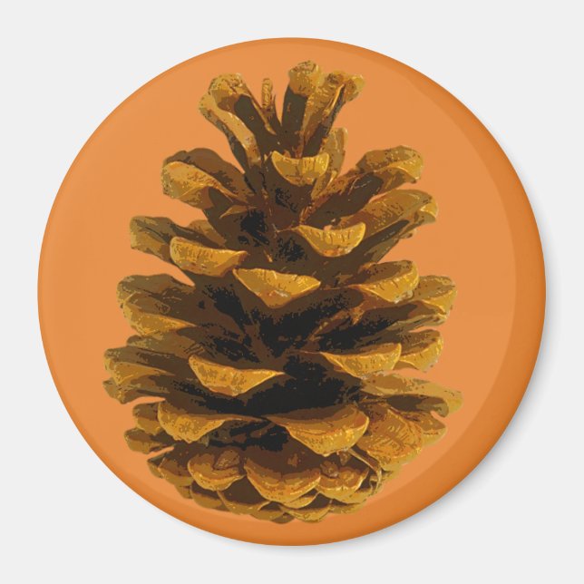 Pinecone rustic nature brown orange fall magnet (Front)