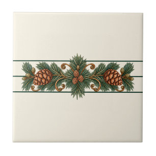Pinecone Scroll Custom Background Frieze Tile