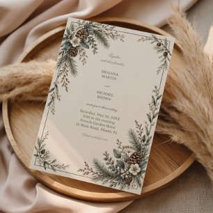 Pinecone Sketches In Earthy Harmony Invitation