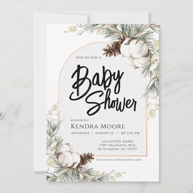 Pinecone Spruce Winter Baby Shower Invitation (Front)