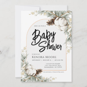 Pinecone Spruce Winter Baby Shower Invitation