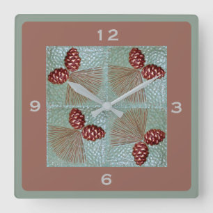 Pinecone Square Wall clock