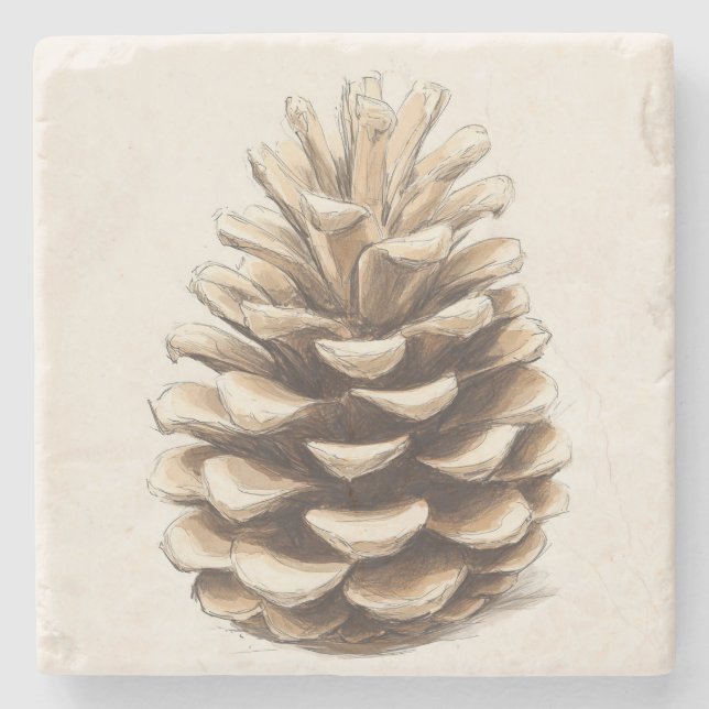 Pinecone Stone Coaster (Front)