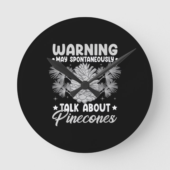 Pinecone Tree Funny Plant Mountain Forest Round Clock (Front)