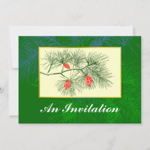 Pinecone Vintage Art Custom Invitations
