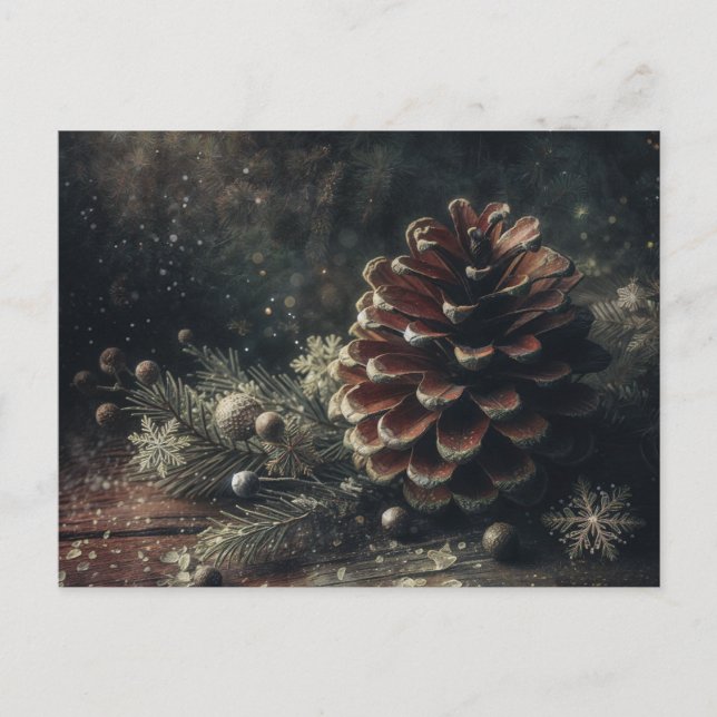 Pinecone Winter Art Postcard (Front)