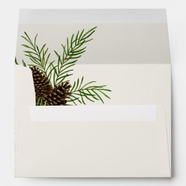 Pinecone Winter Greenery Holiday  Envelope (Back (Bottom))