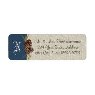 Pinecones and Burlap Navy Blue Winter