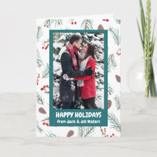 Pinecones Berries Winter CUSTOM PHOTO Holiday Card