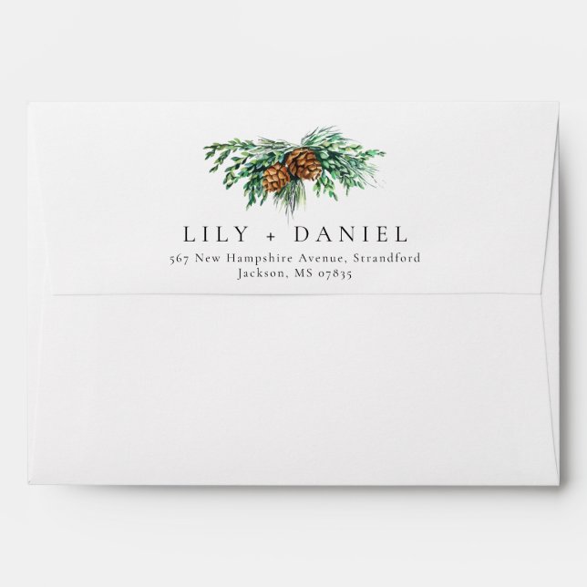 Pinecones Forest Woodland Wedding Envelope (Back (Top Flap))