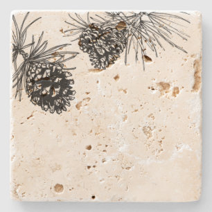 Pinecones Stone Coaster