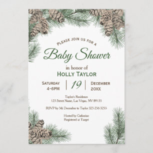 Pinecones Winter Baby Shower Invitation