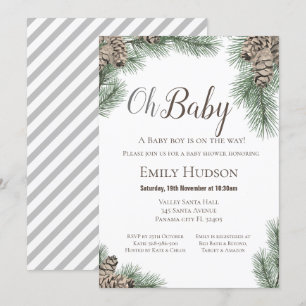 Pinecones Winter Invitation - Baby Shower