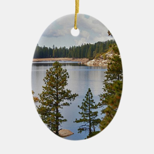 Pinecrest Lake California in August Ceramic Tree Decoration (Front)