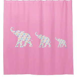 PinElephants Watercolor Flower Pattern Cute Modern Shower Curtain