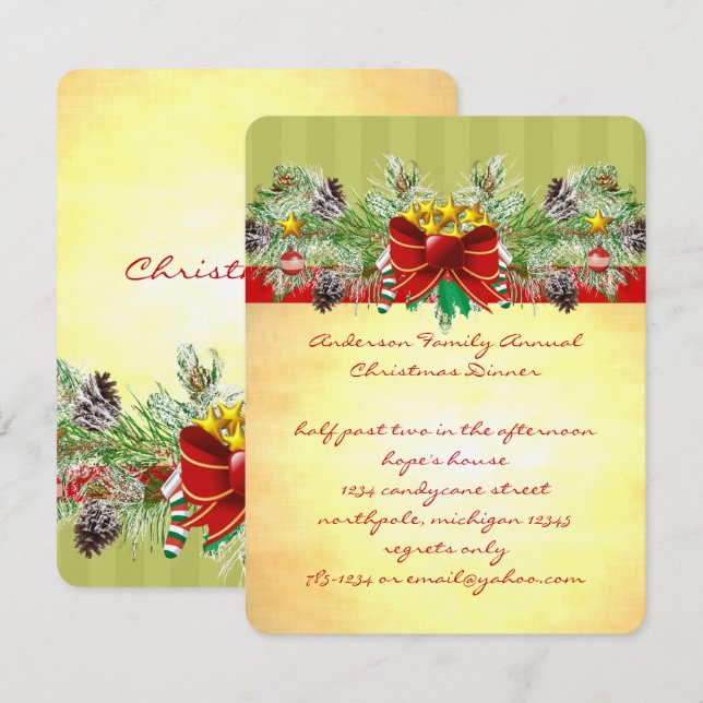 Pinery Christmas Dinner Invitation Party Invites (Front/Back)
