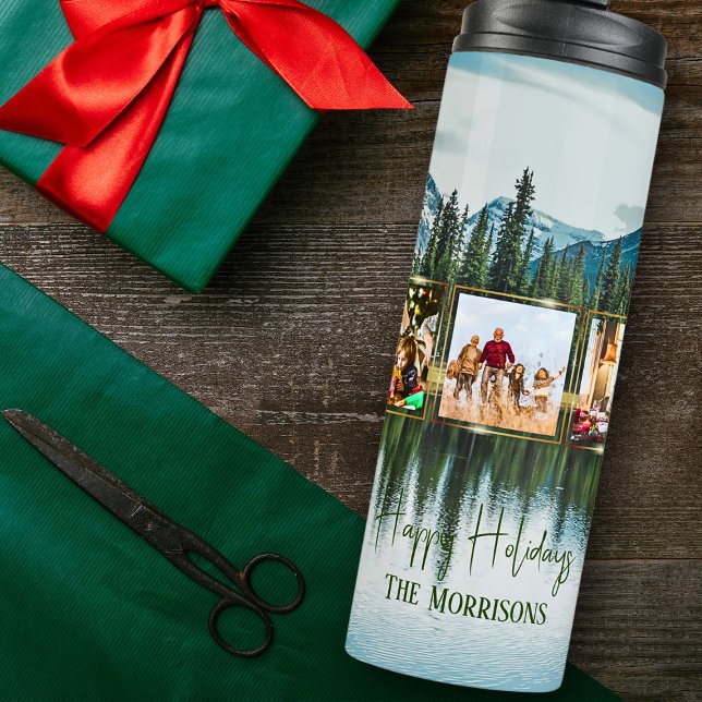 Pines And Lake 5 Photo Christmas Thermal Tumbler (Creator Uploaded)