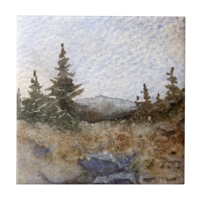 Pines and mountains country landscape tile. tile (Front)