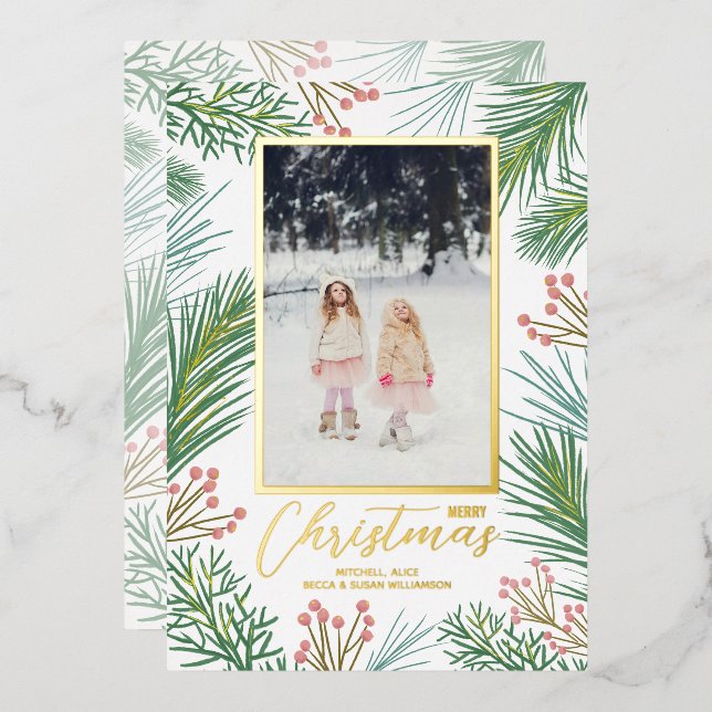 Pines Berries Christmas Photo (Front/Back)