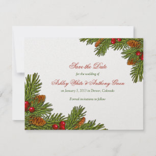 Pines Boughs Xmas Winter Wedding Save the Date