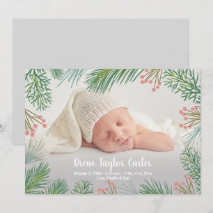 Pines Christmas Baby Photo Birth Announcements