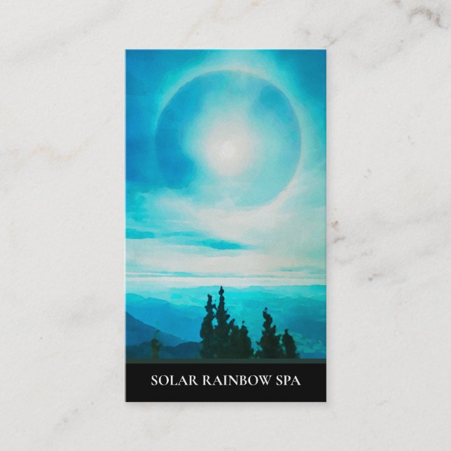 *~* Pines Mountains Sun Rainbow Blue Business Card (Front)